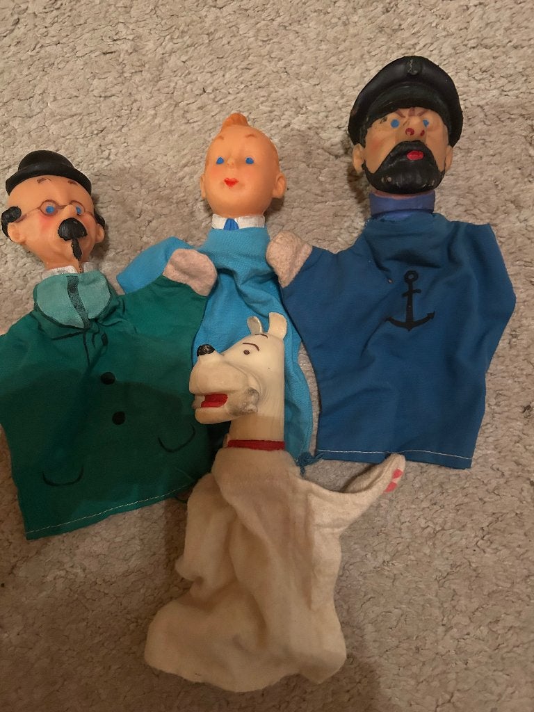 Kuifje Tintin 4 handpoppen, Ophalen of Verzenden, Gebruikt, Pop