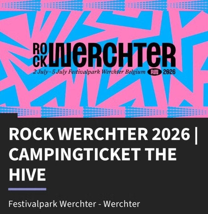1x Rock Werchter Combiticket + The Hive Camping, Tickets en Kaartjes, Eén persoon, Meerdaags