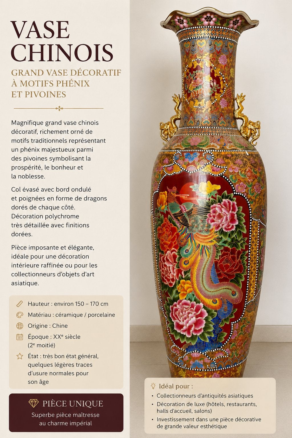 Vase chinois decoratif, Enlèvement