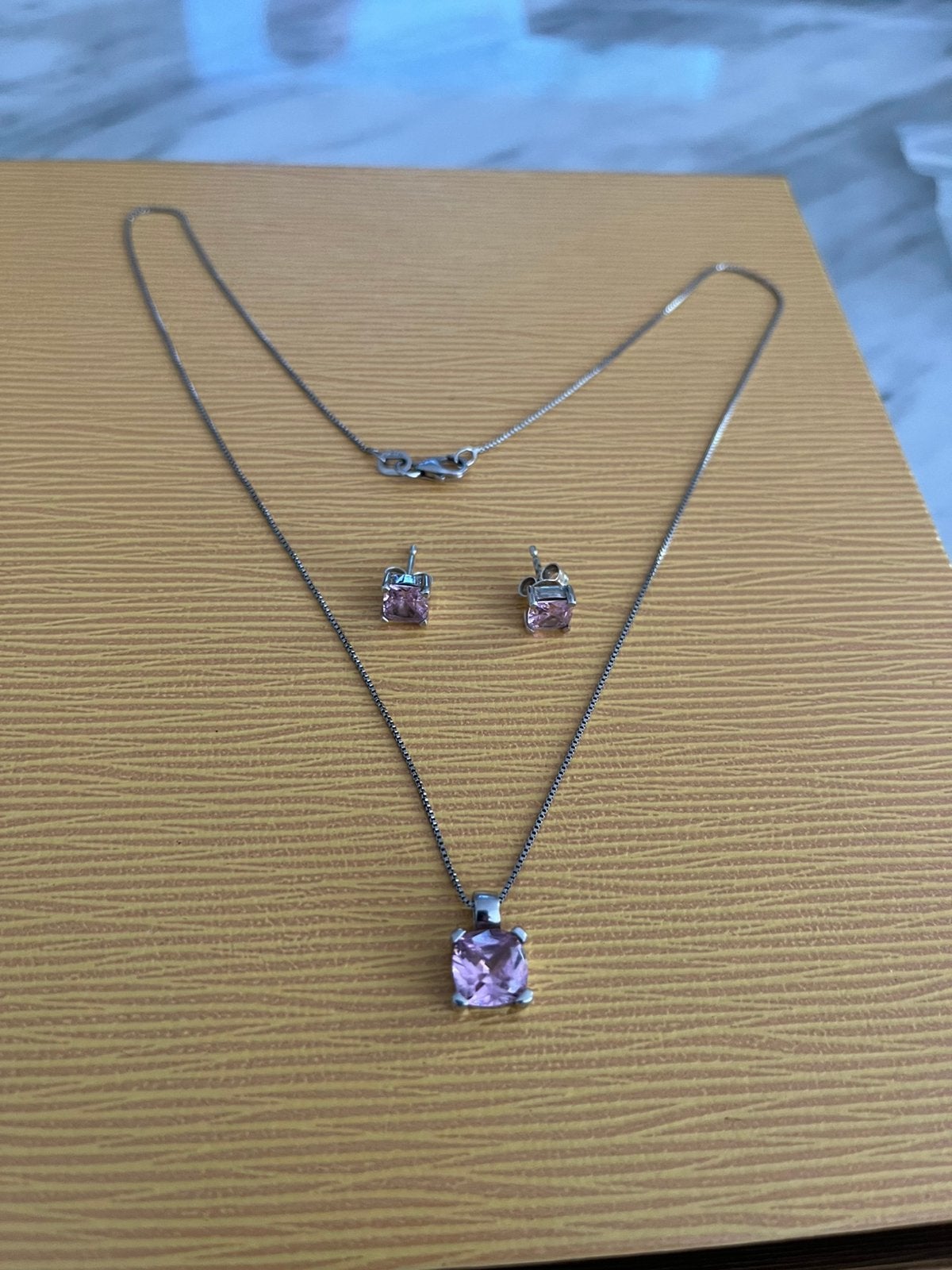 Zilveren set 925, Handtassen en Accessoires, Kettingen, Ophalen of Verzenden, Zo goed als nieuw, Roze