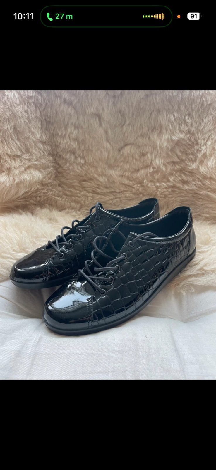 ECCO Zwarte Lakleren Veterschoenen krokodillenprint Maat 42, Zwart, Nieuw, Ophalen of Verzenden, Sneakers