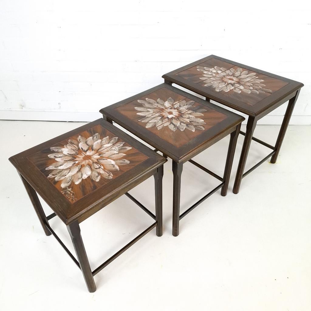 Vintage mimiset Deens design hout met sunburst tegel, Ophalen of Verzenden