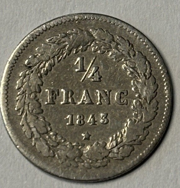 1/4 francs .Leopold 1!  1843 schitterende munt .zie foto, Ophalen of Verzenden