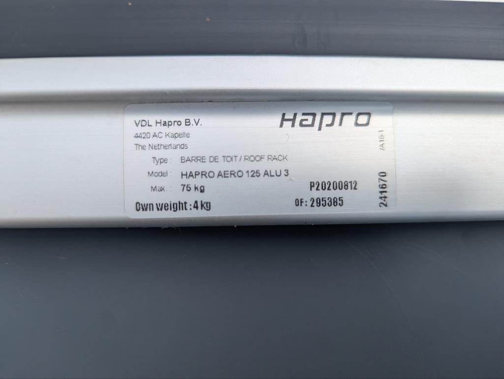 Dakdragers Hapro Aero 125 Alu 3, Auto diversen, Dakdragers, Ophalen, Gebruikt