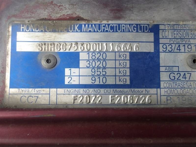 Moteur F20Z2 Complet HONDA ACCORD, Envoi, Utilisé, Daihatsu