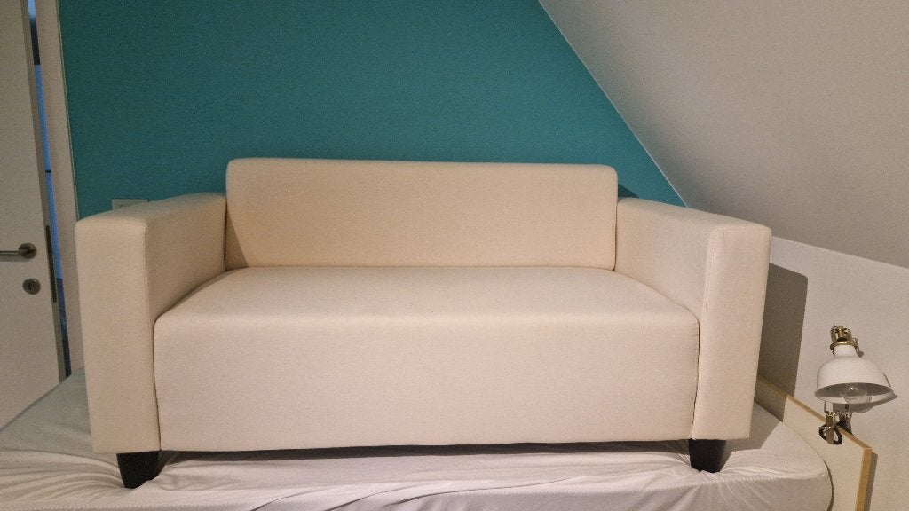 tweezit zetel licht beige, Huis en Inrichting, Ophalen, 150 tot 200 cm, Tweepersoons, 75 tot 100 cm