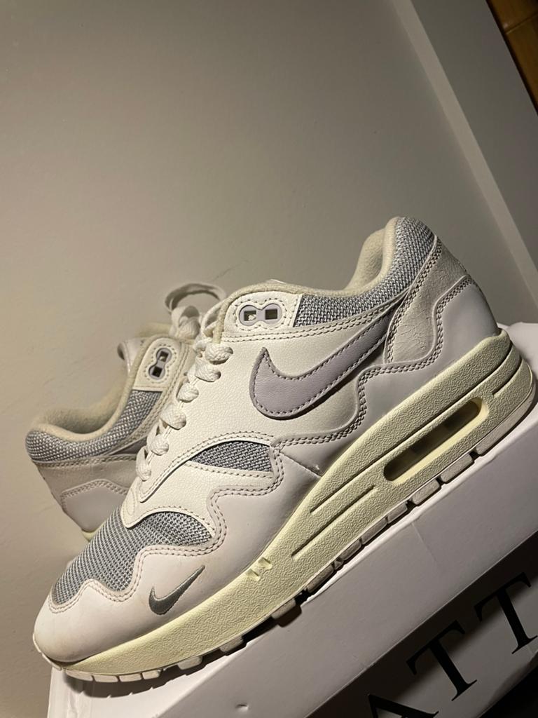 Nike air max 1 patta waves white/pure platinum, Wit, Ophalen of Verzenden, Zo goed als nieuw, Sneakers