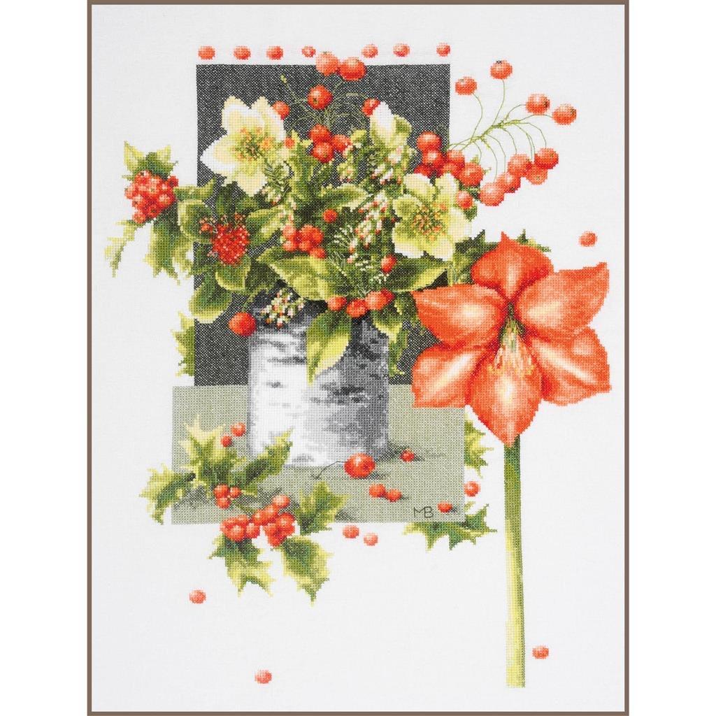 borduurpakket marjolein bastin, holly jolly amaryllis, Verzenden, Nieuw, Handborduren, Borduurpakket
