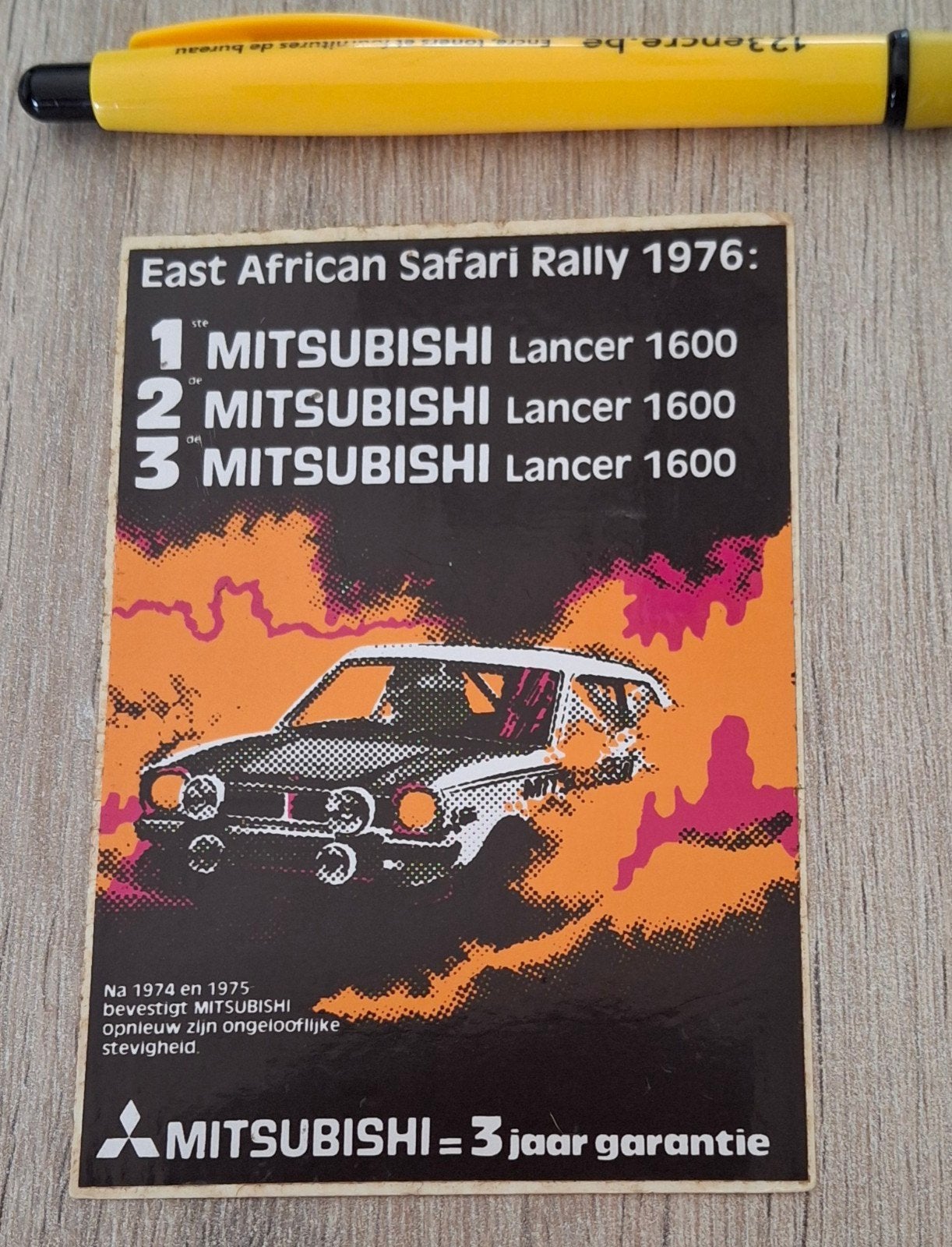 Sticker Safari rally 1976 Mitsubishi Lancer 1600, Ophalen of Verzenden, Zo goed als nieuw, Auto of Motor