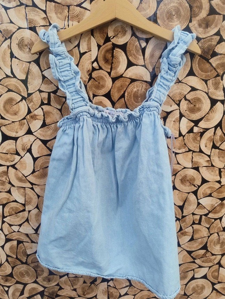 lichtblauwe denim topje, Enfants & Bébés, Vêtements enfant | Taille 158, Neuf, Enlèvement ou Envoi, Chemise ou À manches longues