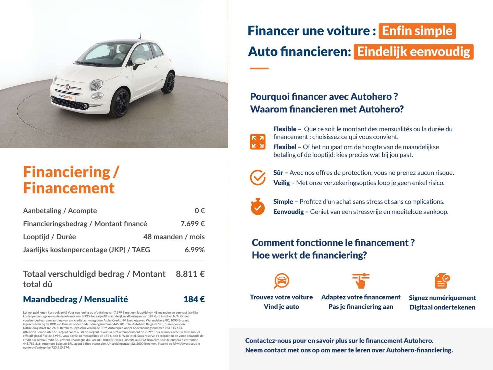 Fiat 500 1.2 Lounge (bj 2017), Auto's, Voorwielaandrijving, 4 zetels, Stof, 1242 cc