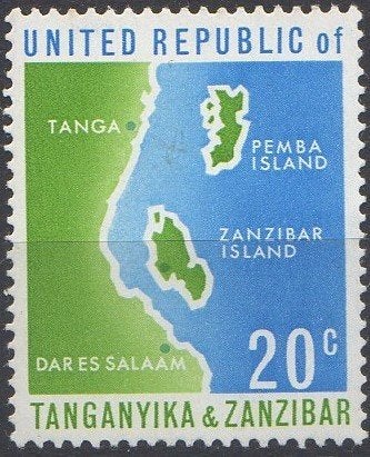 Tanganyika & Zanzibar - Kaart van eilanden Pemba en Zanzibar, Ophalen of Verzenden, Postfris