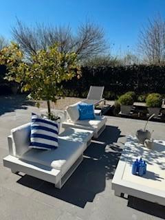 loungeset BISTROL wit (3zit-2 x 1zit) + salontafel, Tuin en Terras, Tuinsets en Loungesets, Ophalen, Zo goed als nieuw, Loungeset