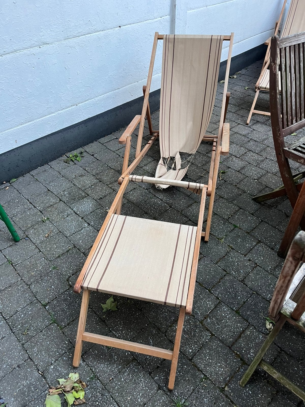 Houten strandstoel (stof te vervangen), Ophalen, Gebruikt