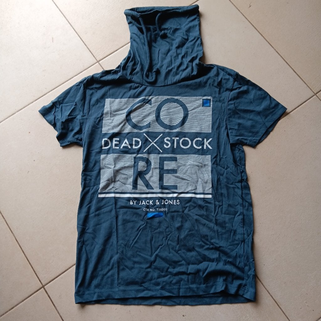T-shirt bleu canard Jack Jones col montant L, Ophalen of Verzenden, Gedragen, Maat 52/54 (L), Blauw