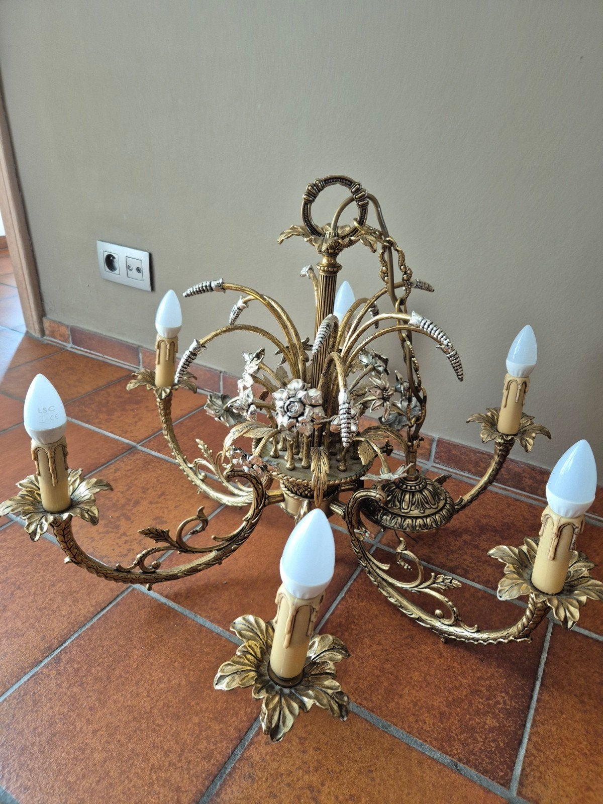 vintage flower bouquet lamp midcentury design, Ophalen