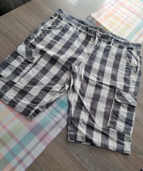 Angelo Litrico geruite short grijs/wit 56, Vêtements | Hommes, Enlèvement ou Envoi, Comme neuf, Taille 56/58 (XL), Gris