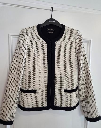 Blazer style Chanel écru/noir - Massimo Dutti - taille 38, Taille 38/40 (M), Massimo Dutti, Comme neuf, Enlèvement