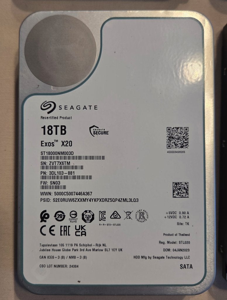 Seagate Exos X20 18 TB HDD, Computers en Software, Harde schijven, Gebruikt, HDD, SATA, Ophalen of Verzenden