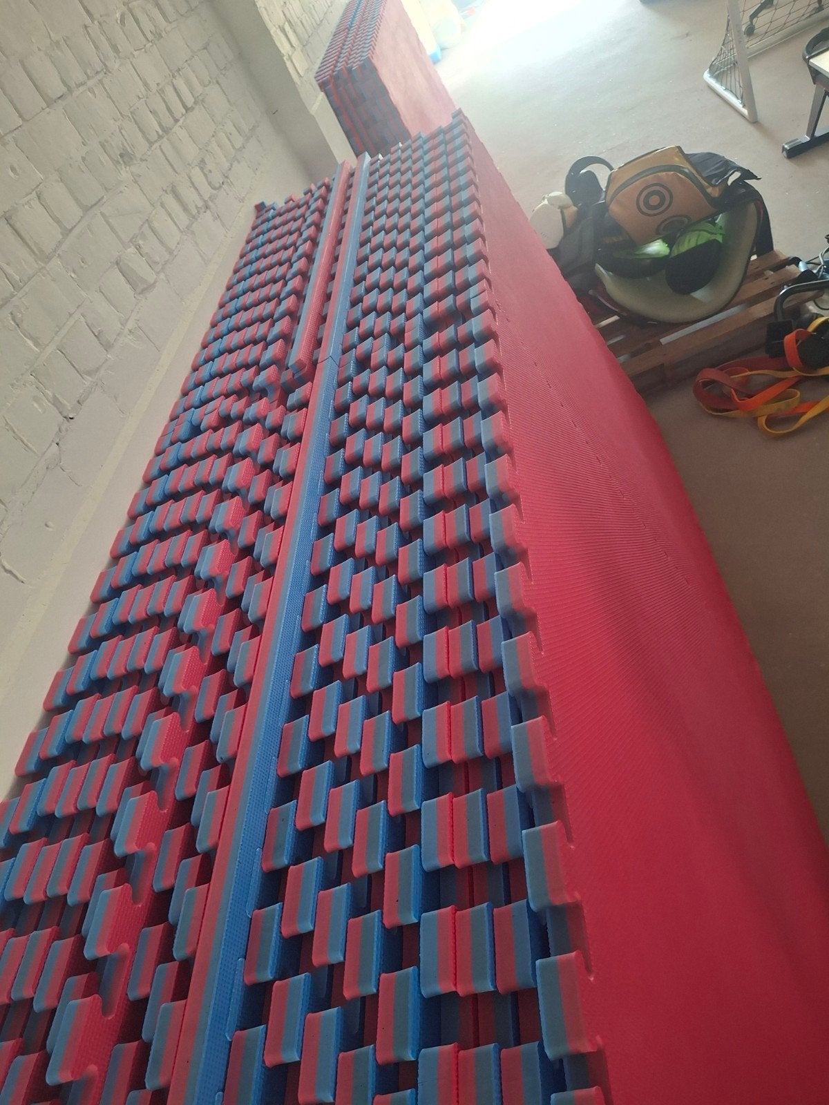 72 x Tatami's Blauw/Rood, 1x1meter,2.5cm, Sport en Fitness, Fitnessmaterialen, Ophalen
