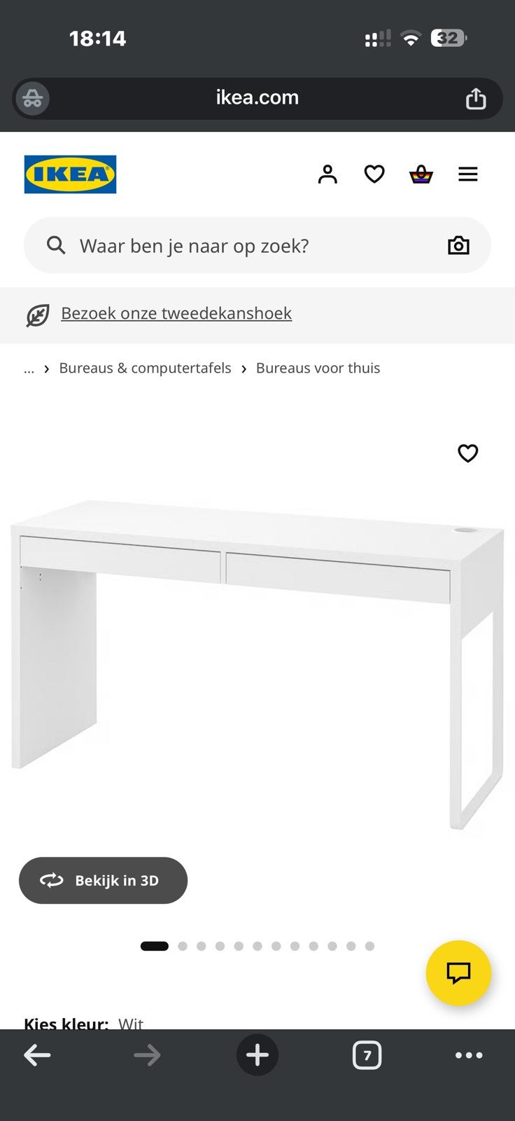 Micke bureau lang model 2 lades, Enlèvement, Comme neuf