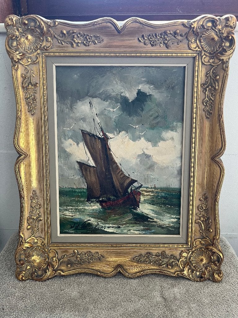 Peinture de Jean Jacques Foulon - Paysage marin, Antiquités & Art, Œuvre originale, Peinture à l'huile, Paysage, Enlèvement