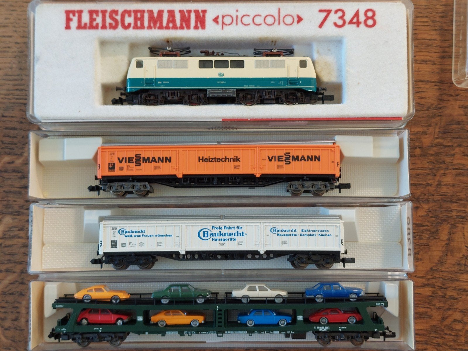 fleischmann piccolo 7348 + 3 wagons de marchandises, Enlèvement ou Envoi, Rails, Fleischmann