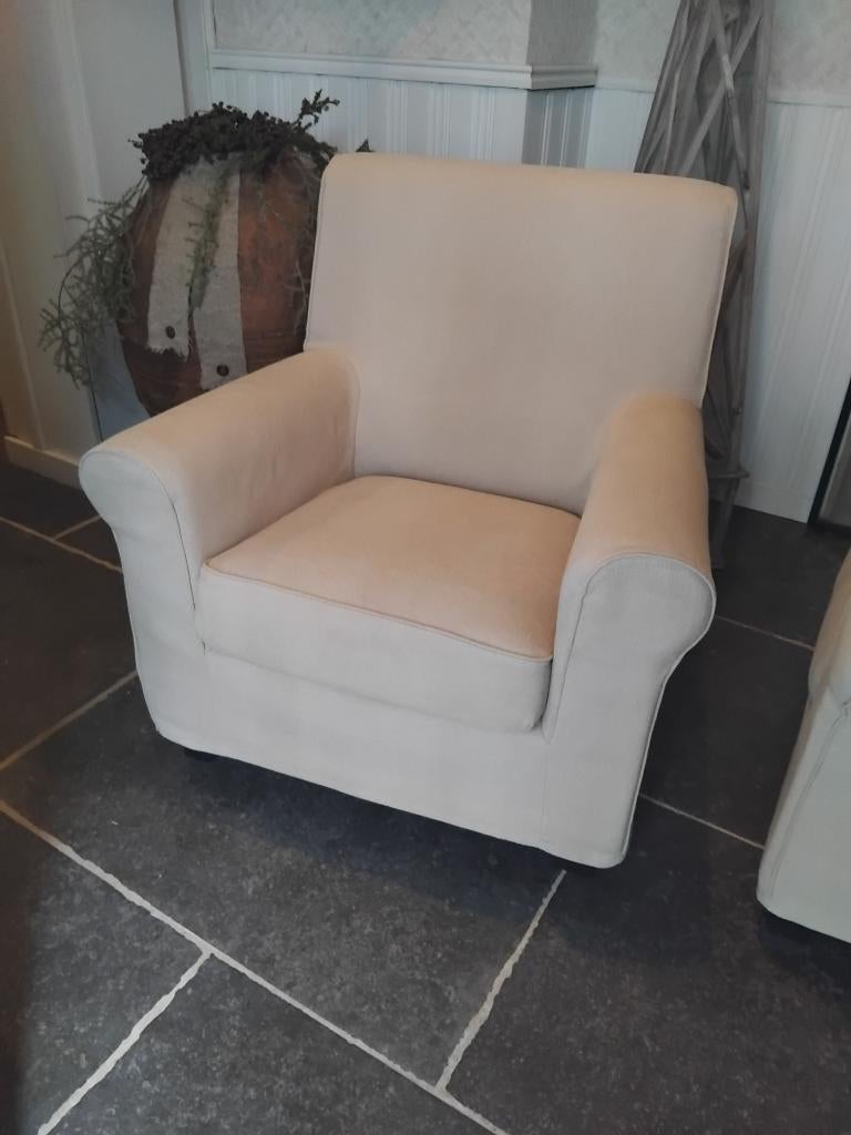 zetel eenzit club fauteuil beige stof prima staat!, Ophalen, Zo goed als nieuw, Stof