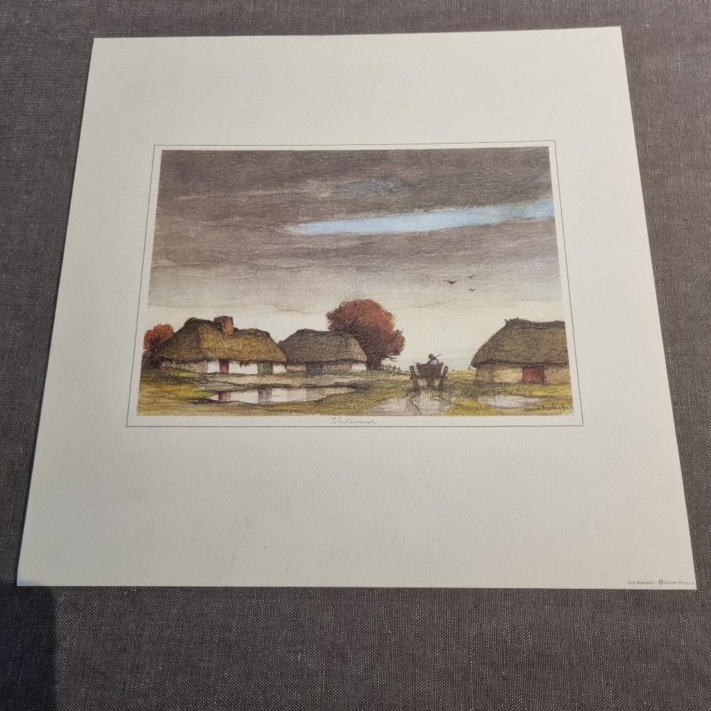 4 x Offset kleurendrukken van Dirk Baksteen, Enlèvement ou Envoi, Paysage, Autres techniques, 1950 - 1999