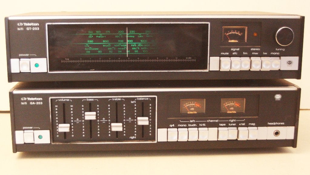 Teleton GA-203 Versterker & Teleton GT-203 Tuner / Jaren 70, Enlèvement ou Envoi, Utilisé, Tuner ou Radio, Composants en vrac