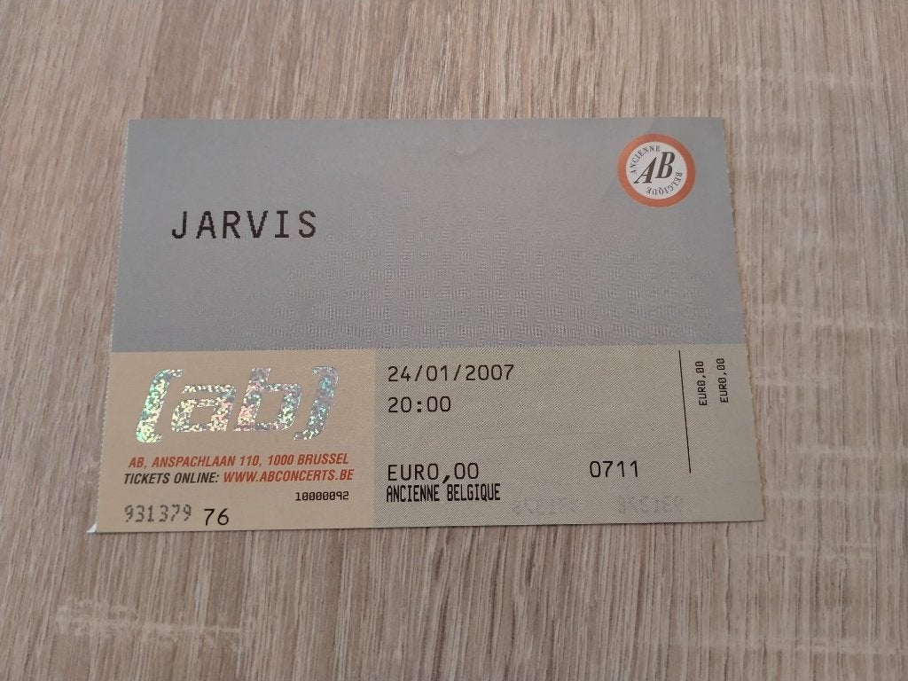 Ticket de concert Jarvis Cocker (Pulp)@AB janvier 2007, Enlèvement, Utilisé, Autres types