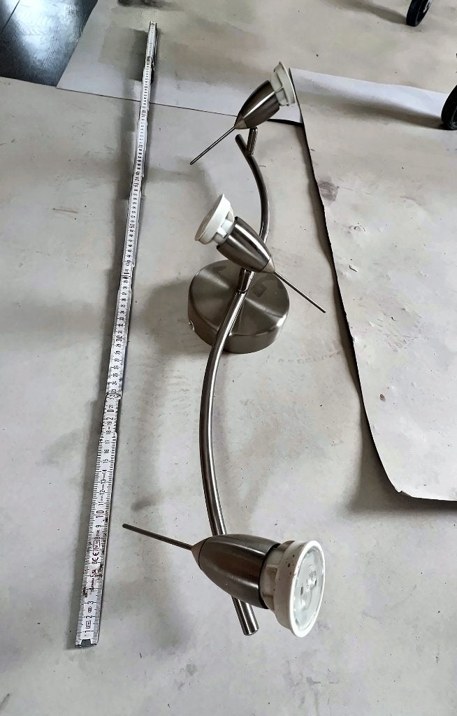 Plafonnier 3 spots, gris, 70 cm (luminaire), Enlèvement, Utilisé, Métal, Klassiek