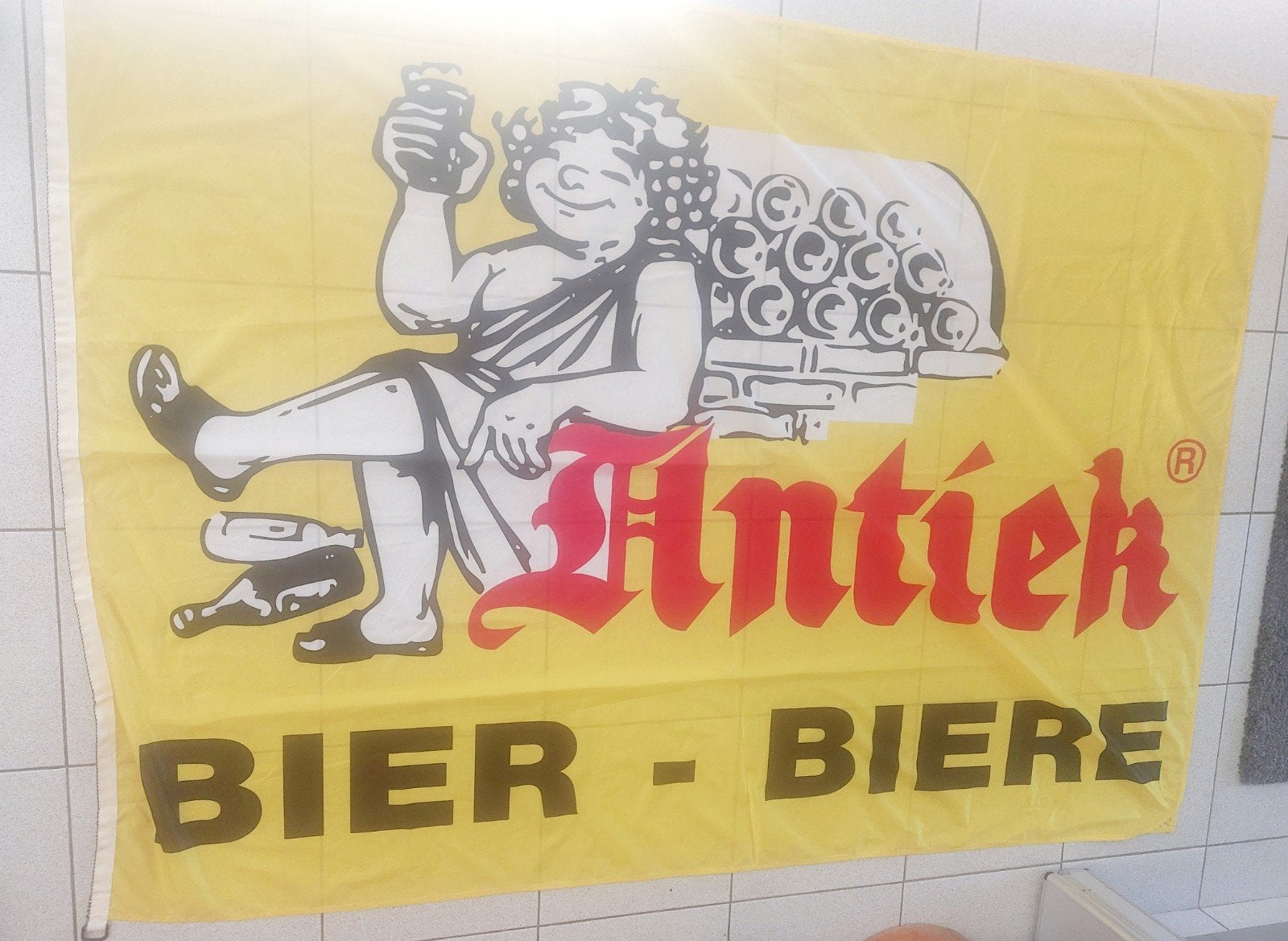 Antiek bier vlag, Verzamelen, Ophalen of Verzenden