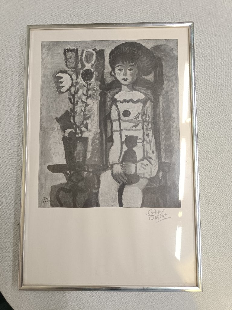 Impression d'art encadrée — Roger Chapel, Antiquités & Art, Enlèvement ou Envoi, Impression, Sous verre, Vintage