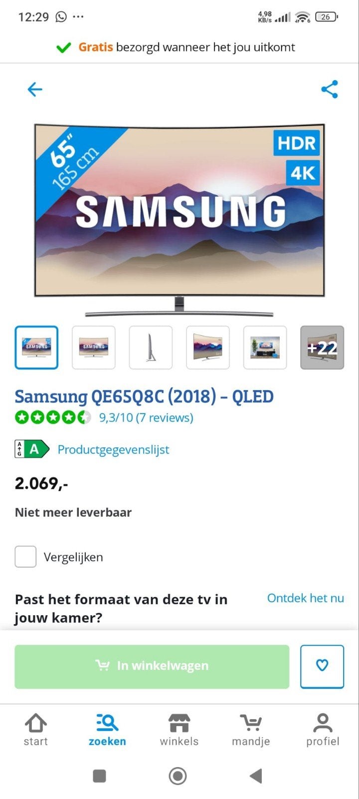 Samsung QE65Q8C (65 pouces) + barre de son Harman Kardon, Enlèvement