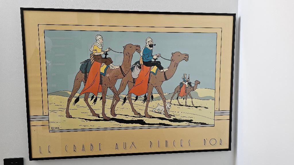 TINTIN affiche avec cadre poster crabe, Collections, Avec cadre, Rectangulaire horizontal, Comme neuf, Enlèvement