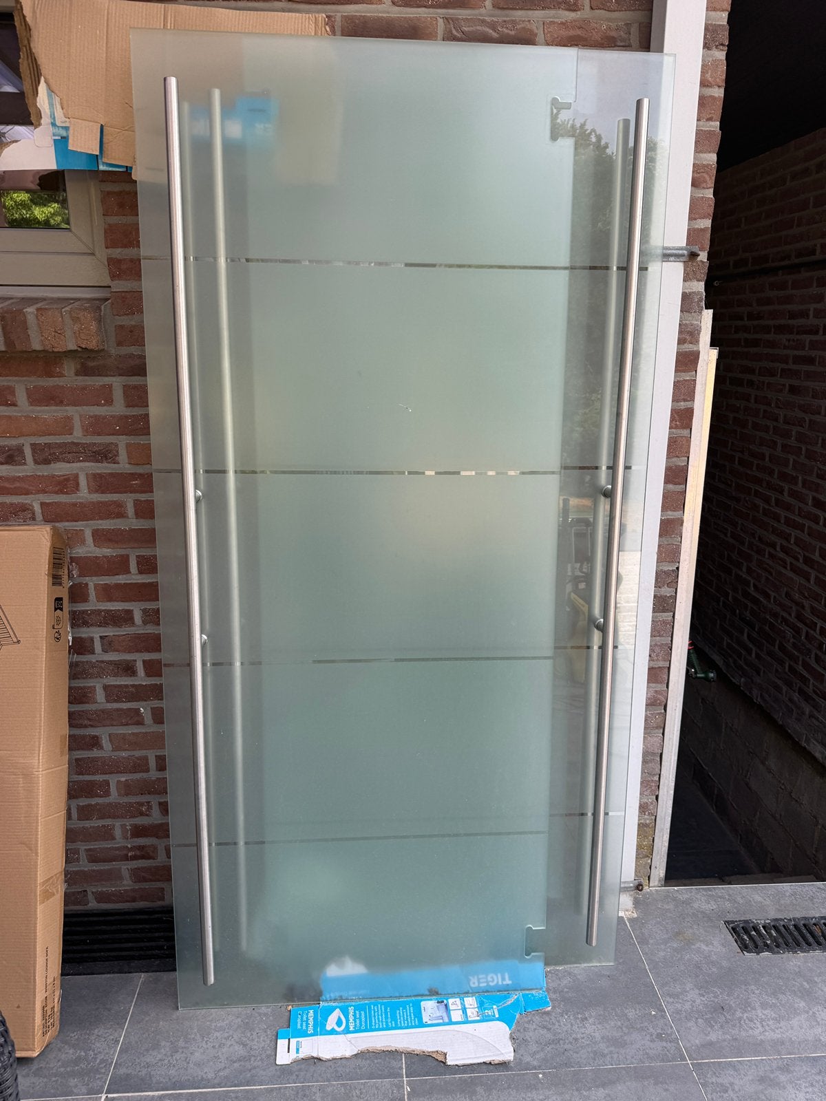 Glazen binnendeur 3 stuks met scharnieren, Ophalen, Gebruikt, Binnendeur