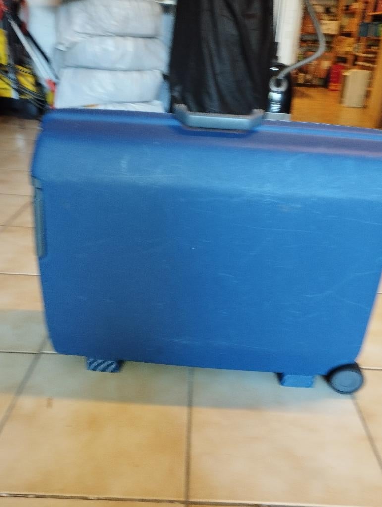 valise bleu Samsonite, Gebruikt, Hard kunststof, Minder dan 35 cm, Wieltjes