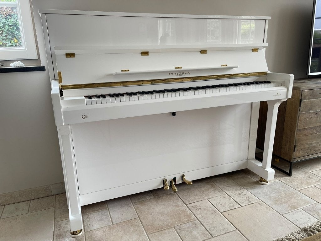 Piano Perzina 115 Wit Hoogglans, Muziek en Instrumenten, Ophalen, Wit, Zo goed als nieuw, Piano