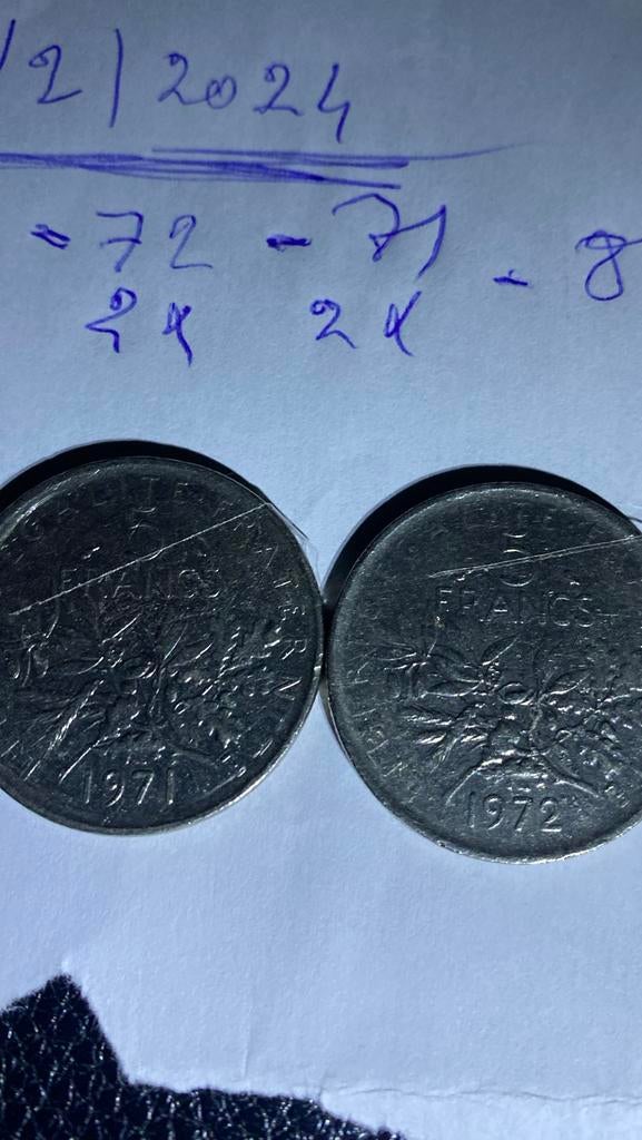 5fr  Frankrijk 1971  en 1972, Ophalen of Verzenden