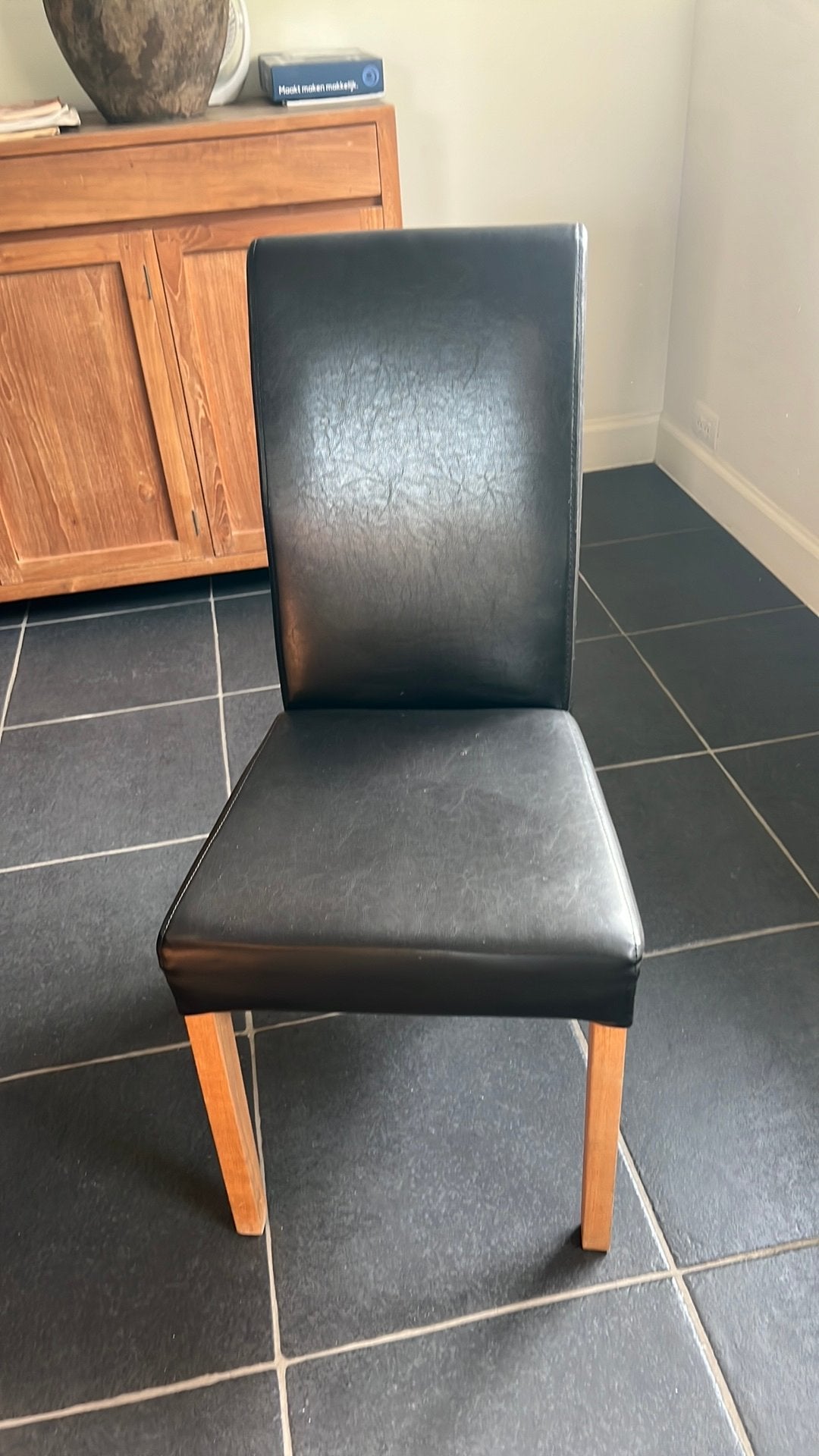 6 eetkamers stoelen, Huis en Inrichting, Ophalen, Gebruikt, Zwart, Hout