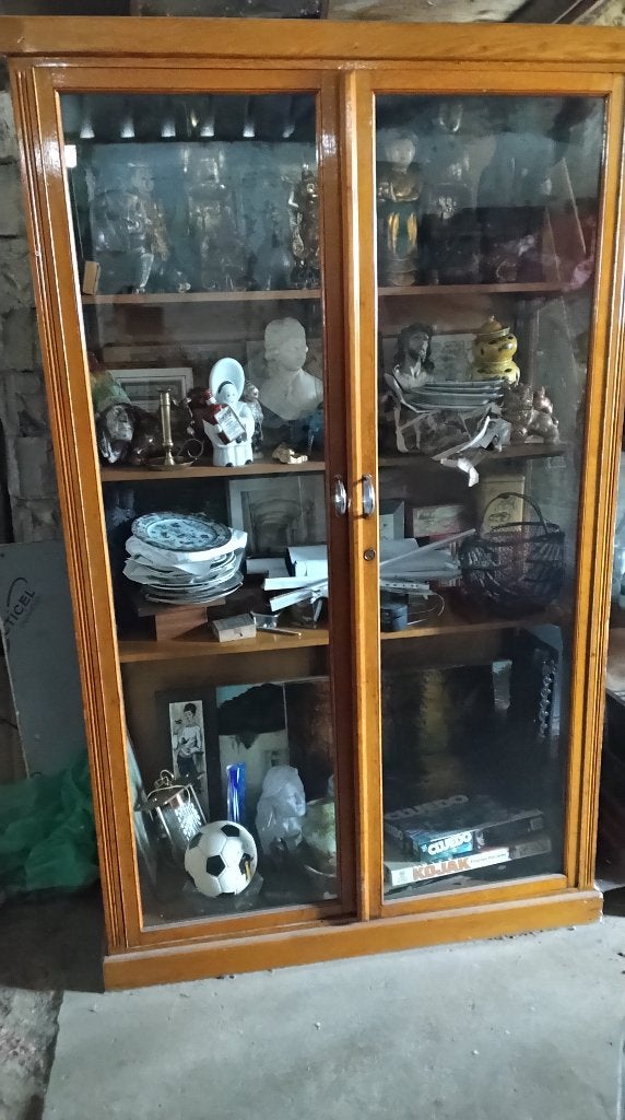 Ancienne grande  vitrine 1950, Maison & Meubles, 25 à 50 cm, Comme neuf, 100 à 150 cm, Enlèvement