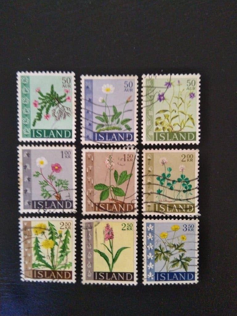 Bloemen IJsland, 1960-1968, Verzenden, Gestempeld, Dier of Natuur