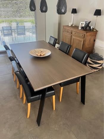Table à manger en chêne (Morres) + 6 chaises, Maison & Meubles, Enlèvement, Comme neuf, Chêne