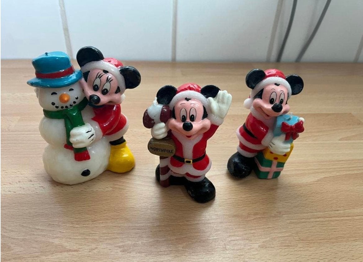 3 disney kerstkaarsen van mickey mouse, Diversen, Ophalen, Zo goed als nieuw