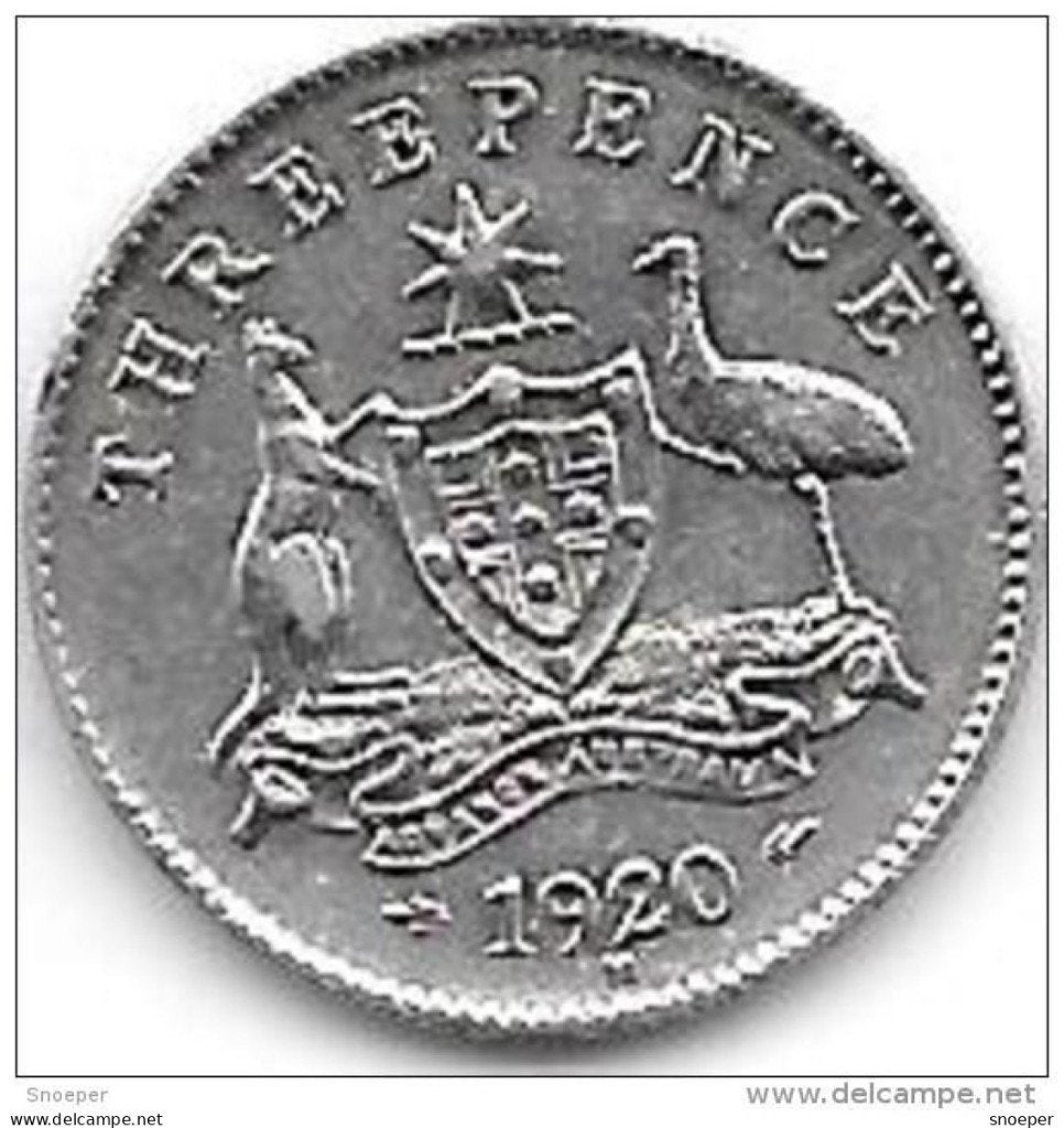 australia 3 pence 1920 M km 24 vf+ catalog val 65,00$, Timbres & Monnaies, Monnaies | Amérique, Envoi, Amérique du Sud, Monnaie en vrac