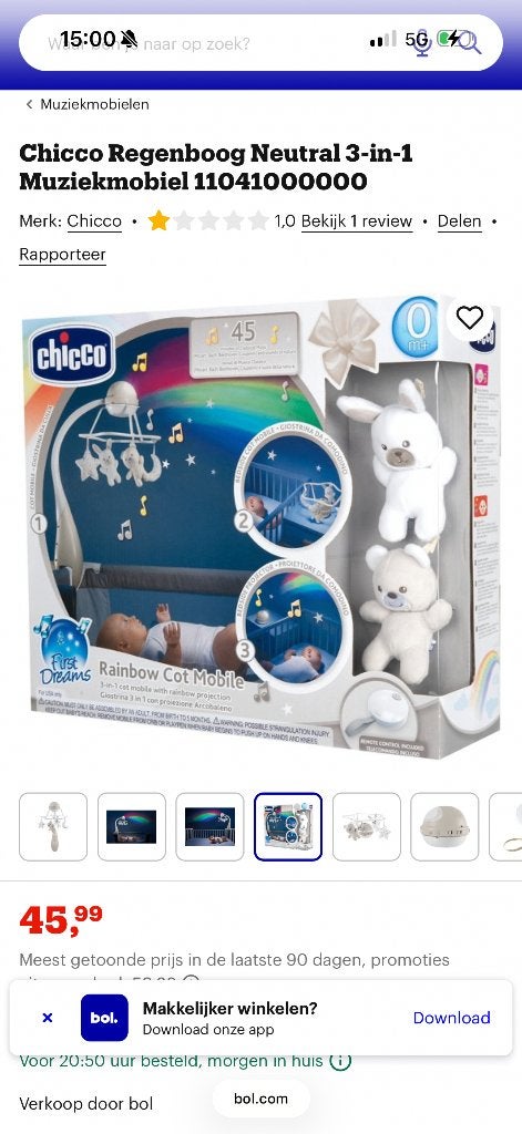 Baby muziekmobiel chicoo, Ophalen
