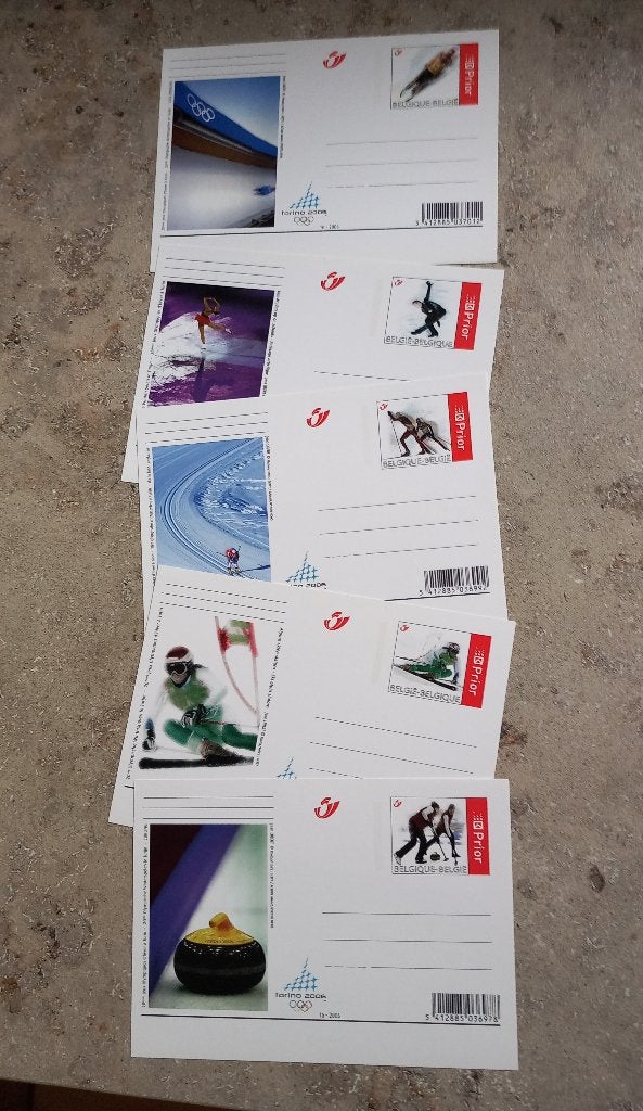 Vijf briefkaarten - Olympische winter-spelen., Ophalen of Verzenden, 1980 tot heden, Ongelopen, Overige thema's