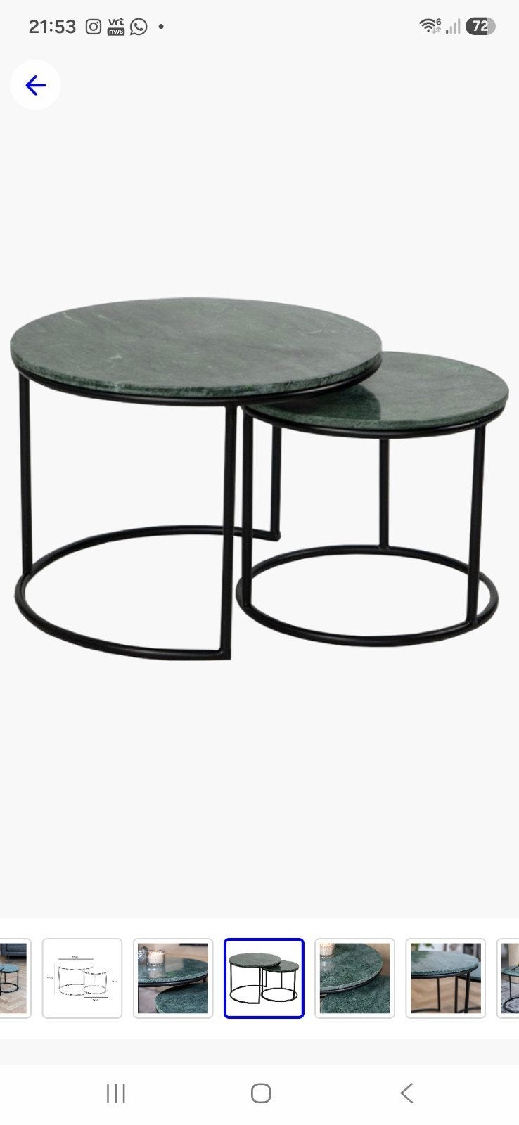 Set van 2 salontafels groen marmer Bronx71, Ophalen