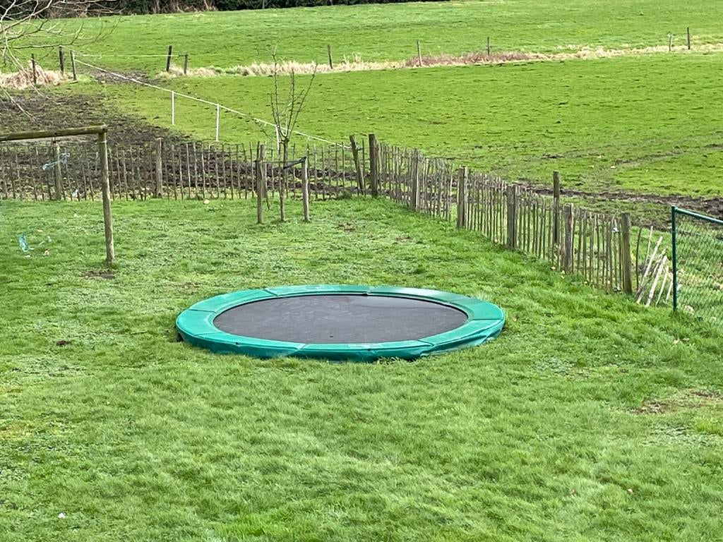 Trampoline merk Berg Elite + voor in de grond 3m30, Ophalen, Gebruikt